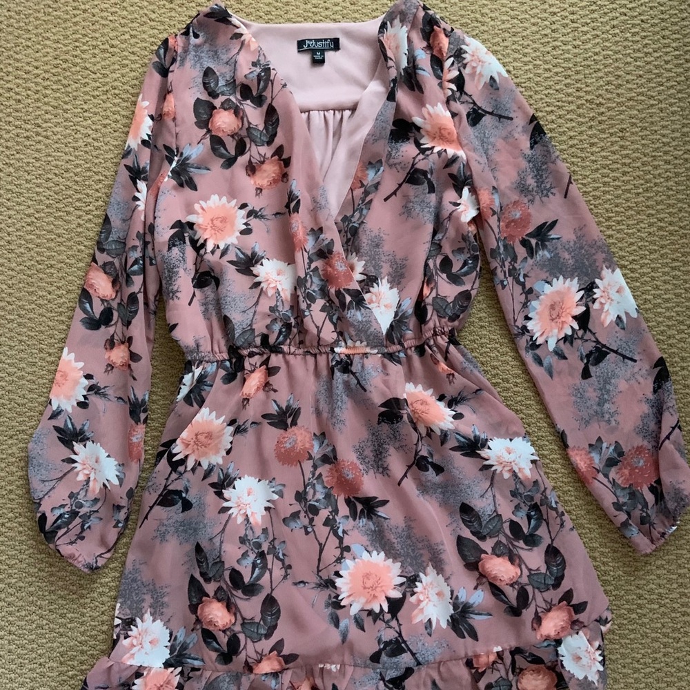 Flower V neck dress